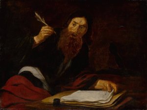 St. Paul Writing at his Desk by Claude Vignon Oil Painting