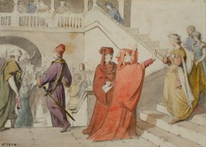 Queen Joana is Prevented from Accompanying the Prince of Viana to Barcelona by Claudi Lorenzale Oil Painting