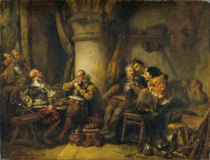 Guard Room Scene by Claudius Jacquand Oil Painting