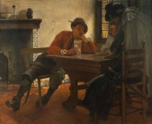 Three gentlemen in the tavern by Claus Meyer Oil Painting