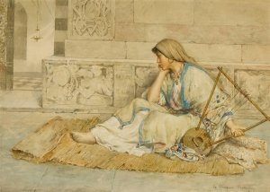 The Musician by Clelia Bompiani-Battaglia Oil Painting