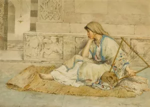 The Musician by Clelia Bompiani-Battaglia Oil Painting