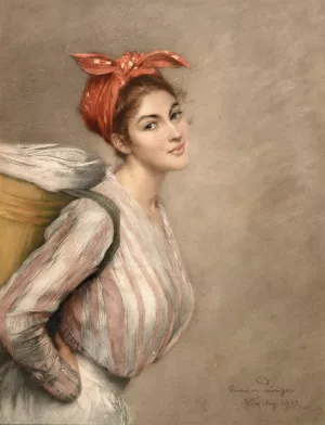 Waschermadel by Clemens Von Pausinger Oil Painting