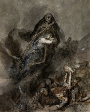 Allegory of Death by Clement-Auguste Andrieux Oil Painting