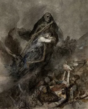 Allegory of Death by Clement-Auguste Andrieux Oil Painting