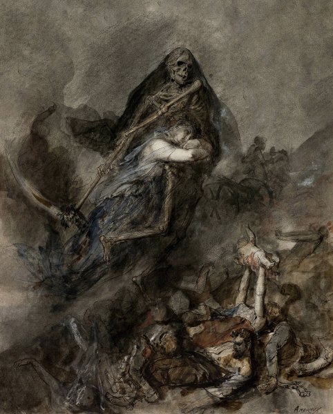 Allegory of Death  by Clement-Auguste Andrieux - Hand-Painted Oil Painting Reproduction