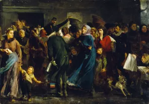 La queue a la boucherie en 1871 Oil painting by Clement-Auguste Andrieux