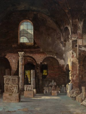 Study from Nature, Stonemason's Studio, Paris by Clement Nye Swift Oil Painting