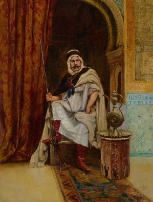 An Arab Guardsman at Rest by Clement Pujol De Guastavino Oil Painting