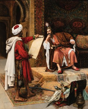 The Sultan And The Messenger by Clement Pujol De Guastavino Oil Painting