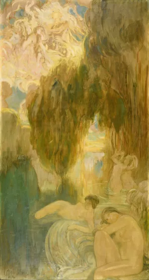 Les Baigneuses Oil painting by Clementine Helene Dufau