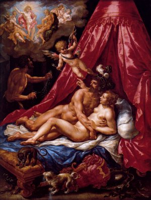 Mars And Venus Surprised By Apollo Oil painting by Clerck Hendrick De