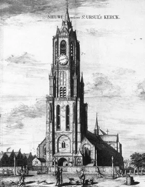 Exterior of the Nieuwe Kerk in Delft by Coenraet Decker - Oil Painting Reproduction