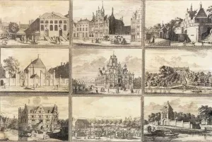 Nine Images of Public Buildings of Delft by Coenraet Decker - Oil Painting Reproduction
