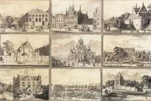 Nine Images of Public Buildings of Delft Oil painting by Coenraet Decker