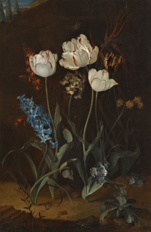 Still Life With Tulips And Hyacinth by Coenraet Roepel Oil Painting