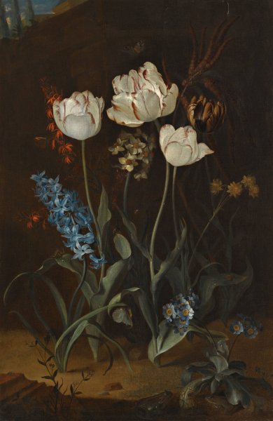 Still Life With Tulips And Hyacinth by Coenraet Roepel - Hand-Painted Oil Painting Reproduction