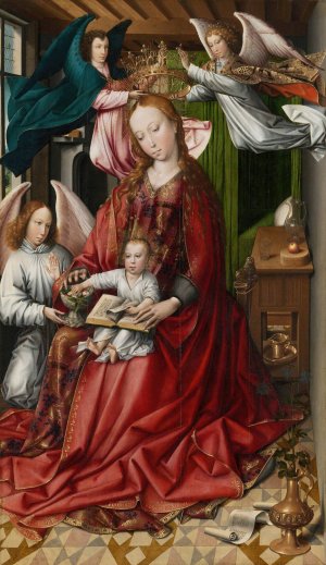 Virgin and Child Crowned by Angels by Colijn De Coter Oil Painting