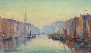 A Canal in Rotterdam by Colin Campbell Cooper Oil Painting