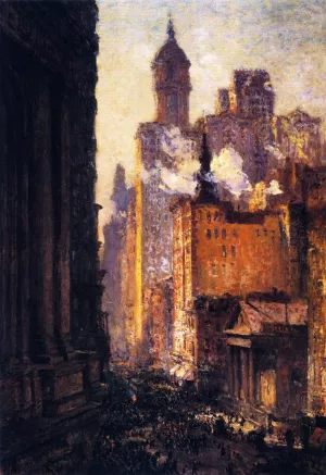 Broadway from the Post Office (also known as Wall Street) by Colin Campbell Cooper Oil Painting
