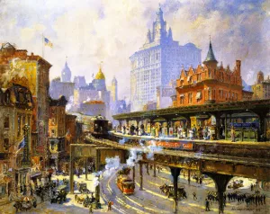 Chatham Square Station, New York painting by Colin Campbell Cooper