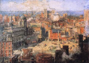 Columbus Circle by Colin Campbell Cooper - Oil Painting Reproduction