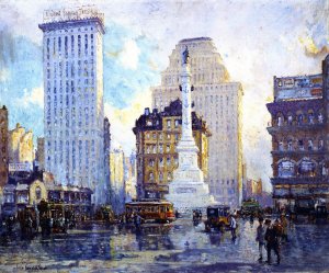 Columbus Circle by Colin Campbell Cooper Oil Painting