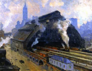 Glass Train Shed, Broad Street Station, Philadelphia by Colin Campbell Cooper Oil Painting