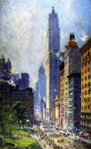 Lower Broadway in Wartime by Colin Campbell Cooper Oil Painting