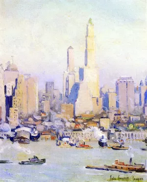 Lower Manhattan View: One of a Pair of Paintings by Colin Campbell Cooper Oil Painting