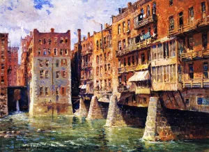 Main Street Bridge, Rochester by Colin Campbell Cooper - Oil Painting Reproduction