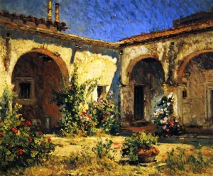 Mission Courtyard (San Juan Capistrano) by Colin Campbell Cooper Oil Painting