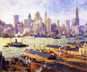 New York from Brooklyn by Colin Campbell Cooper Oil Painting