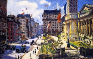 New York Public Library by Colin Campbell Cooper Oil Painting