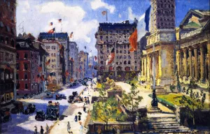 New York Public Library by Colin Campbell Cooper Oil Painting