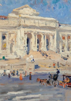 New York Public Library by Colin Campbell Cooper Oil Painting