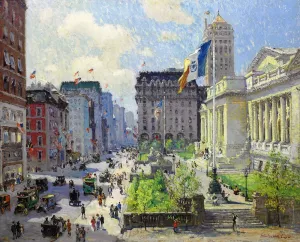 New York Public Library by Colin Campbell Cooper Oil Painting