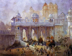 Palace Gate, Udaipur, India by Colin Campbell Cooper - Oil Painting Reproduction