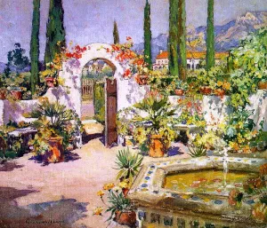 Santa Barbara Courtyard by Colin Campbell Cooper Oil Painting