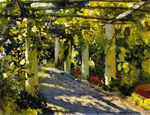 Sun Dapples Garden with Trellis by Colin Campbell Cooper - Oil Painting Reproduction