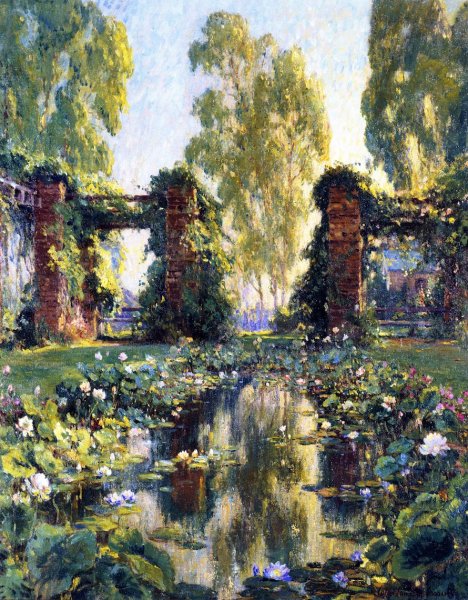 Main Product Photo of The Lotus Pond, El Encanto, Santa Barbara Painting by Colin Campbell Cooper