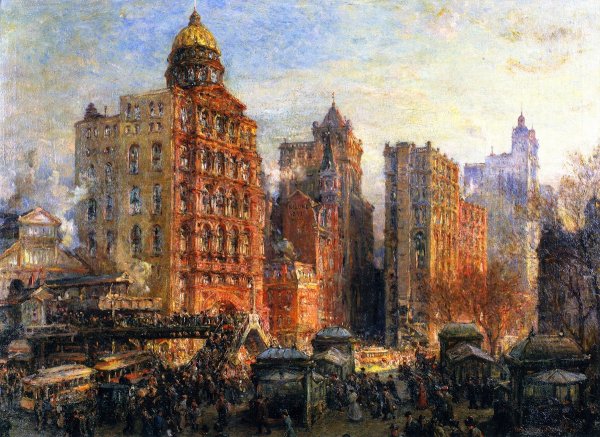 Main Product Photo of The Rush Hour, New York City Painting by Colin Campbell Cooper