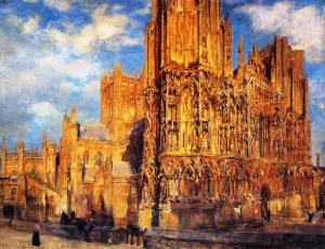 Wells Cathedral by Colin Campbell Cooper Oil Painting