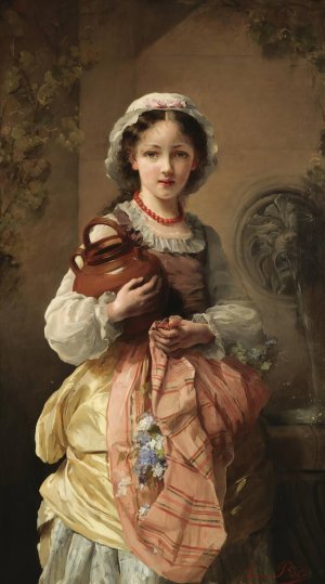 A La Fontaine by Comtesse Jeanne Bole Oil Painting
