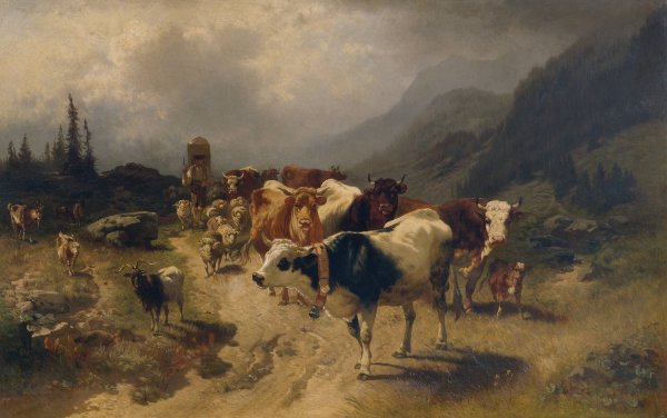 Viehabtrieb  by Conrad Buhlmayer - Hand-Painted Oil Painting Reproduction