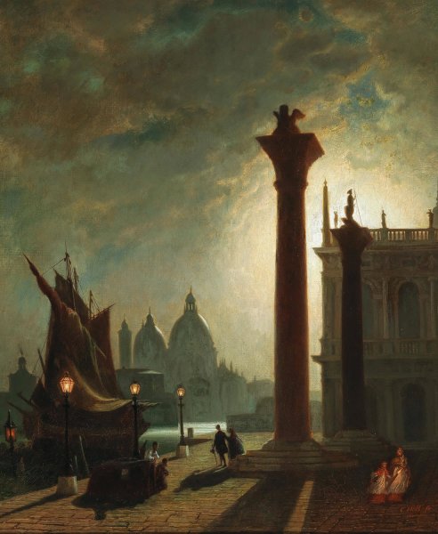 Main Product Photo of Die Granitsaulen auf der Piazzetta in Venedig Painting by Conrad Hoff