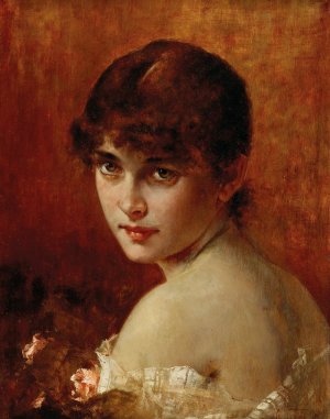 A Coquettish Glance by Conrad Kiesel Oil Painting