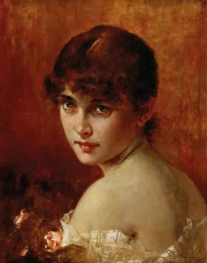 A Coquettish Glance by Conrad Kiesel Oil Painting