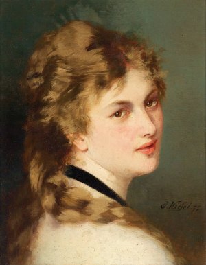 Bildnis einer Dame mit schwarzem Halsband by Conrad Kiesel Oil Painting