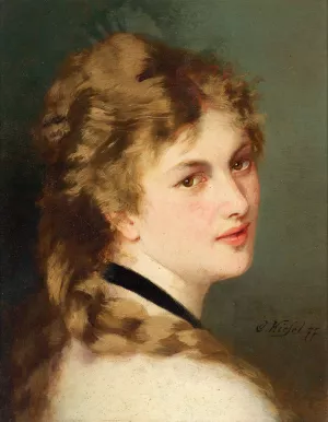 Bildnis einer Dame mit schwarzem Halsband Oil painting by Conrad Kiesel